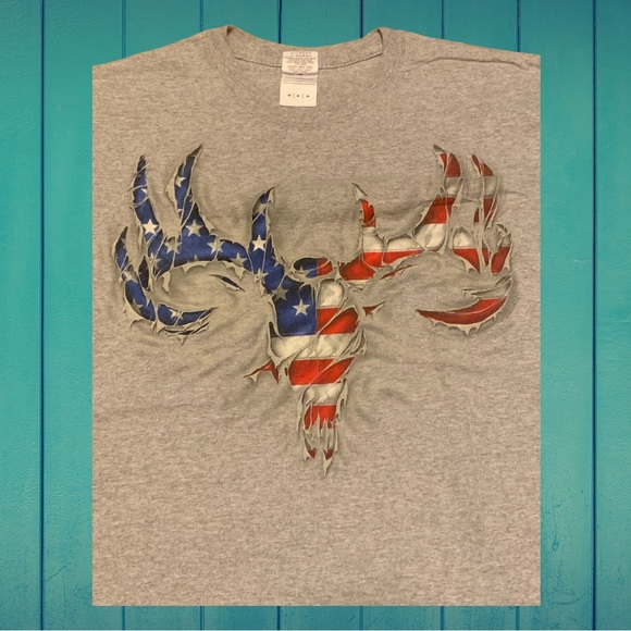 Bone Collector Brand Hunting Logo Shirt Real Tree Skull Stand For Flag Freedom - Picture 3 of 6